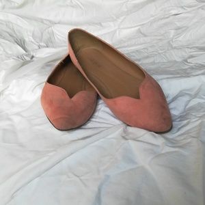 Coral pink point toe flats